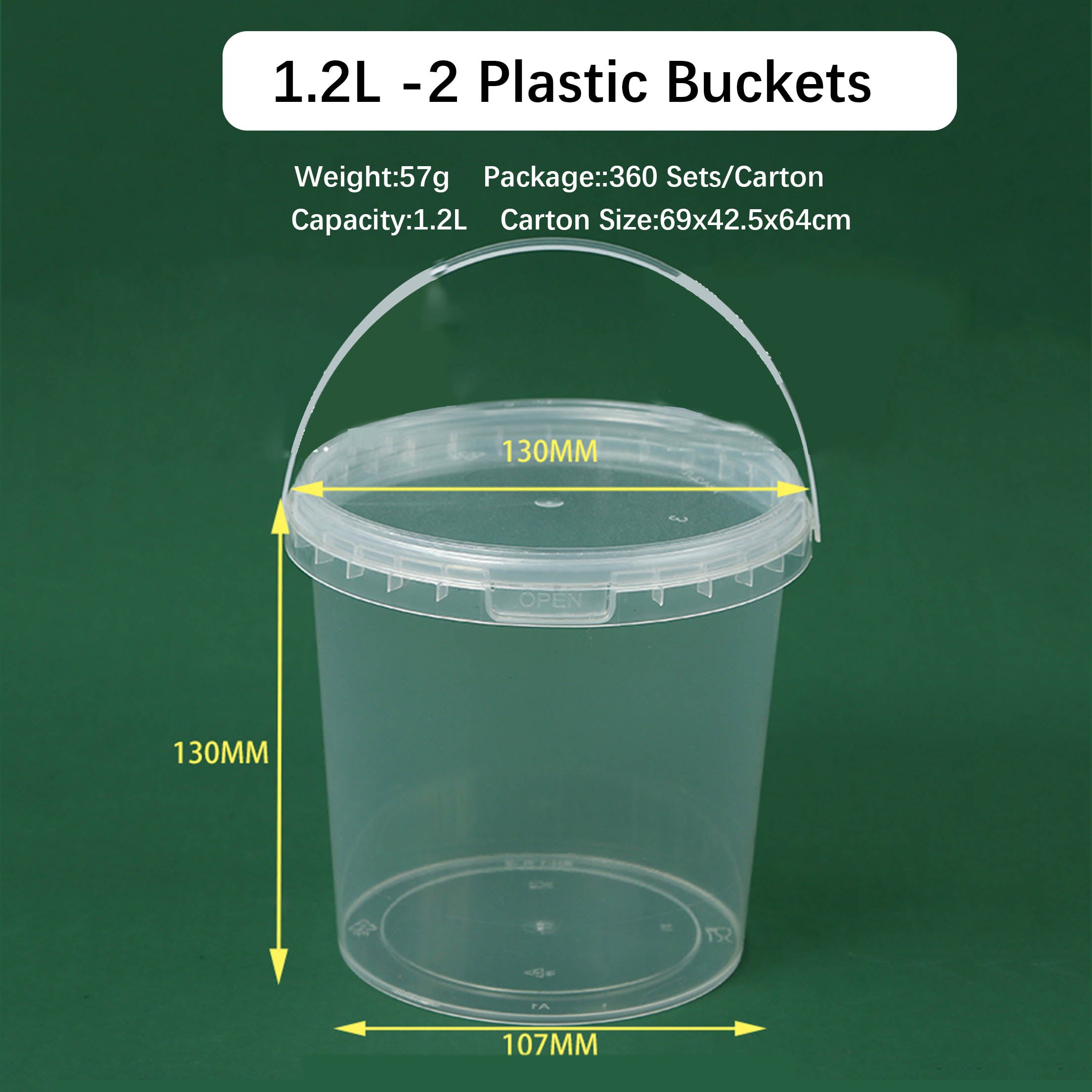 Food Grade Clear PP Round Buckets for Food Storage Plastic Biscuts &nbsp;Pails,Multiple Capacity Snacks Barrel , Vegetable and Fruits Container with Lids