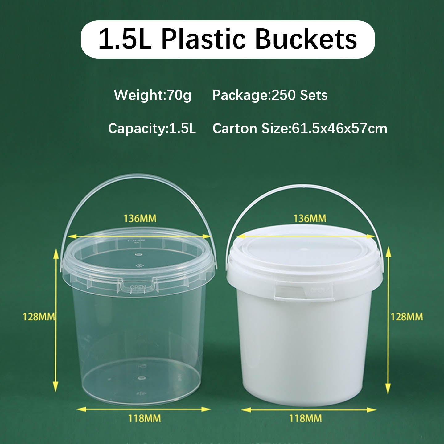 Food Grade Clear PP Round Buckets for Food Storage Plastic Biscuts &nbsp;Pails,Multiple Capacity Snacks Barrel , Vegetable and Fruits Container with Lids