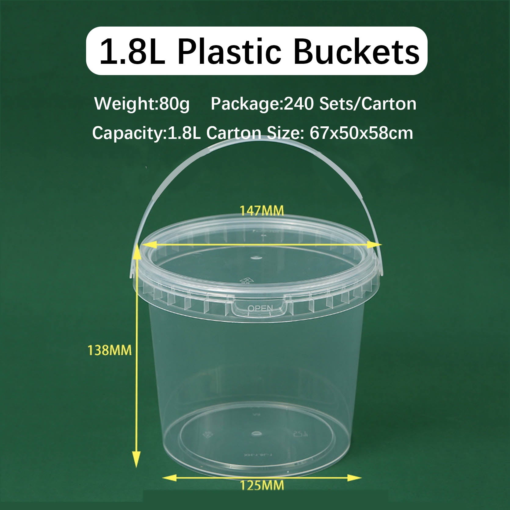 Food Grade Clear PP Round Buckets for Food Storage Plastic Biscuts &nbsp;Pails,Multiple Capacity Snacks Barrel , Vegetable and Fruits Container with Lids