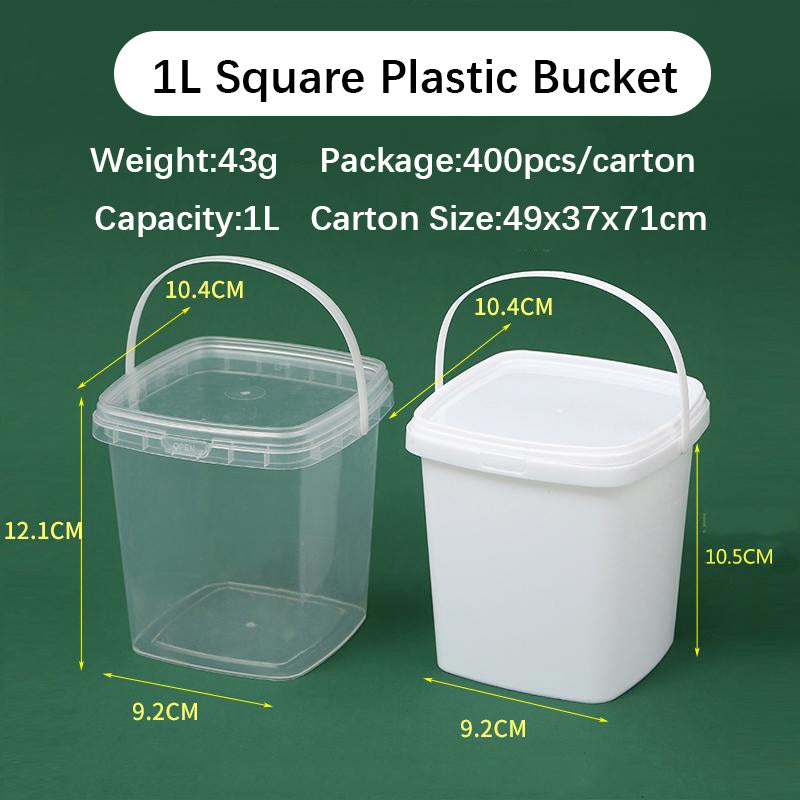 Square Plastic Food Grade Buckets for Snacks and Desserts Packaging,Crayon Stationery Pails,Arts and Toys Barrels