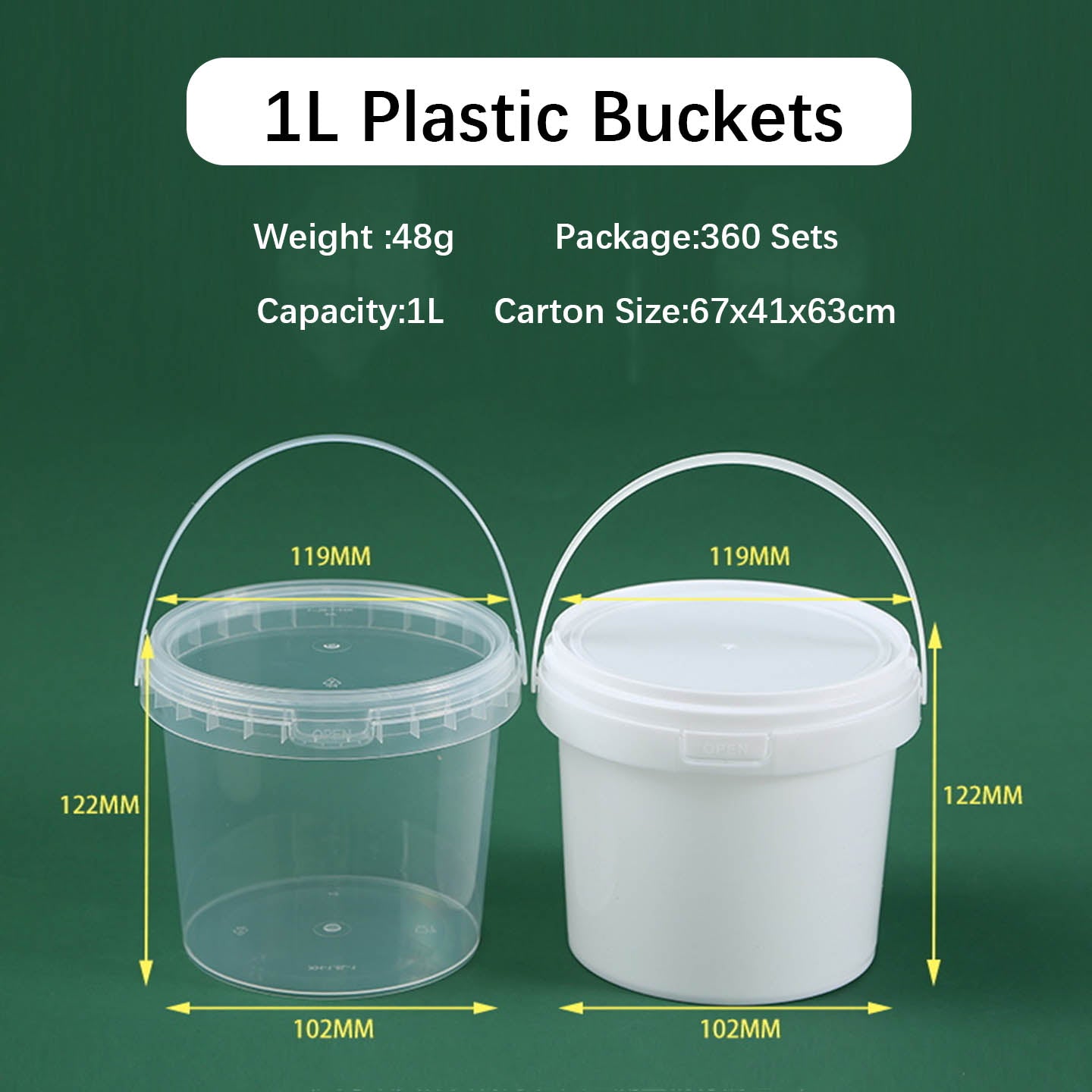 Food Grade Clear PP Round Buckets for Food Storage Plastic Biscuts &nbsp;Pails,Multiple Capacity Snacks Barrel , Vegetable and Fruits Container with Lids