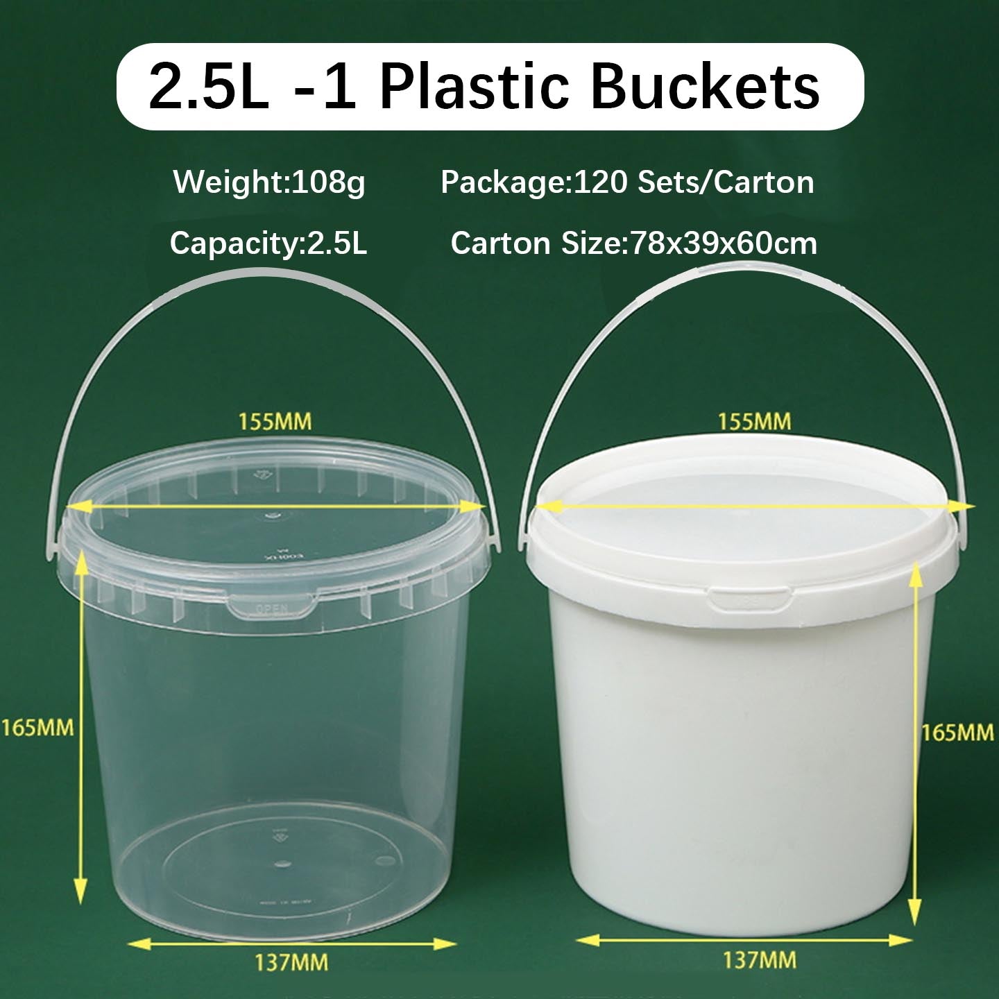 Food Grade Clear PP Round Buckets for Food Storage Plastic Biscuts &nbsp;Pails,Multiple Capacity Snacks Barrel , Vegetable and Fruits Container with Lids