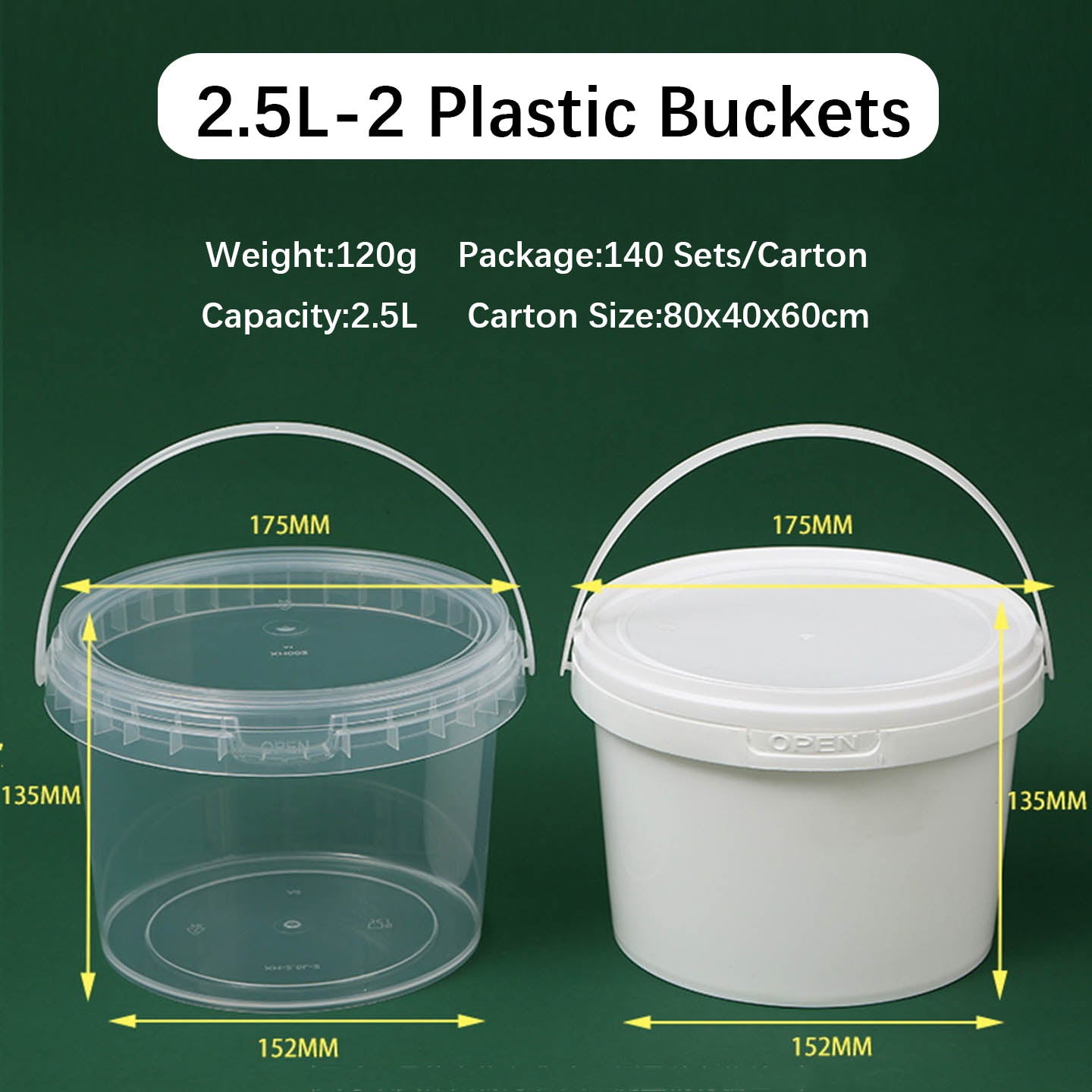 Food Grade Clear PP Round Buckets for Food Storage Plastic Biscuts &nbsp;Pails,Multiple Capacity Snacks Barrel , Vegetable and Fruits Container with Lids