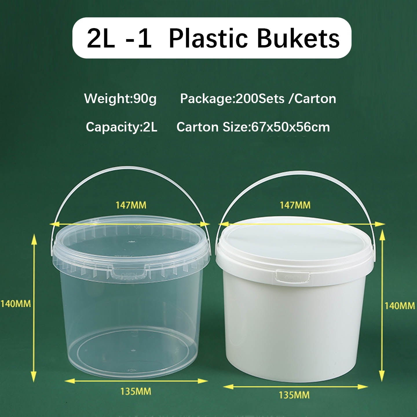 Food Grade Clear PP Round Buckets for Food Storage Plastic Biscuts &nbsp;Pails,Multiple Capacity Snacks Barrel , Vegetable and Fruits Container with Lids