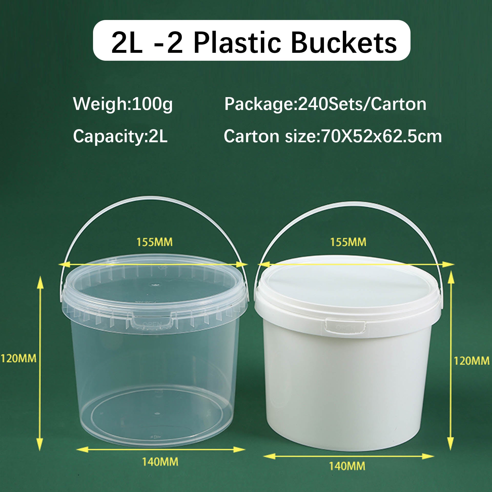 Food Grade Clear PP Round Buckets for Food Storage Plastic Biscuts &nbsp;Pails,Multiple Capacity Snacks Barrel , Vegetable and Fruits Container with Lids