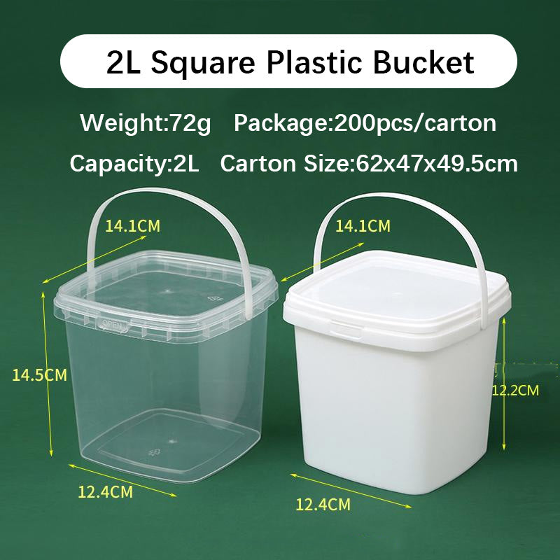 Square Plastic Food Grade Buckets for Snacks and Desserts Packaging,Crayon Stationery Pails,Arts and Toys Barrels