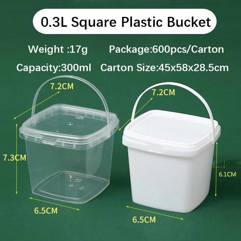 Square Plastic Food Grade Buckets for Snacks and Desserts Packaging,Crayon Stationery Pails,Arts and Toys Barrels