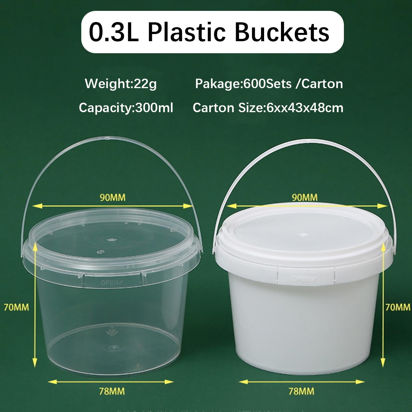 Food Grade Clear PP Round Buckets for Food Storage Plastic Biscuts &nbsp;Pails,Multiple Capacity Snacks Barrel , Vegetable and Fruits Container with Lids