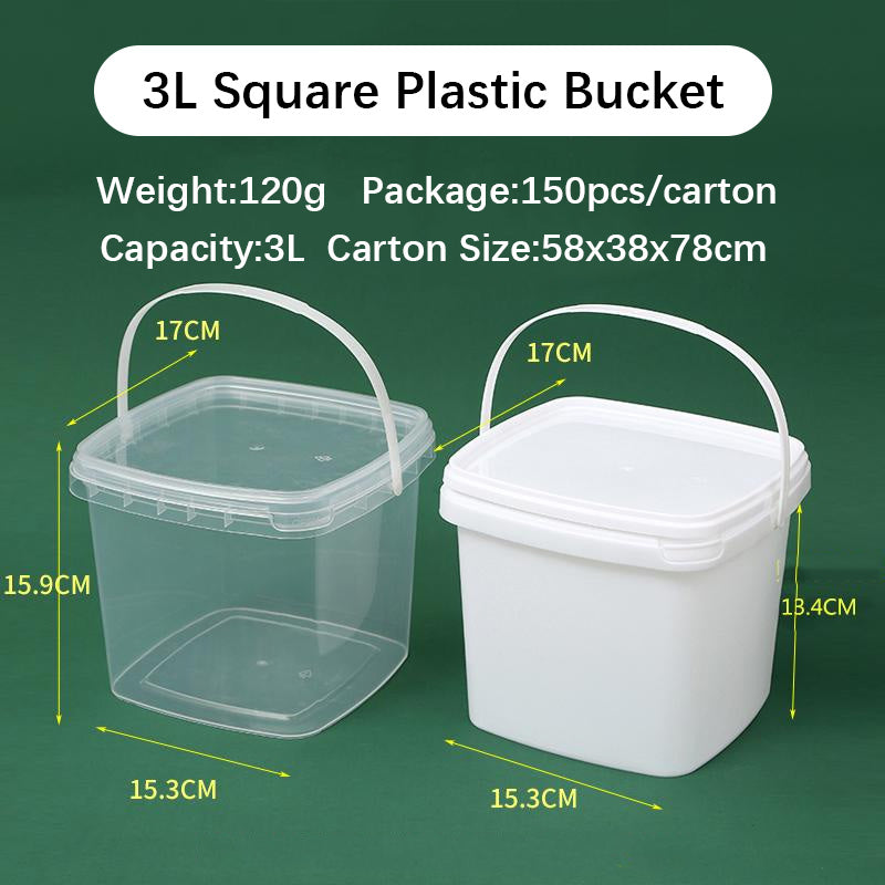 Square Plastic Food Grade Buckets for Snacks and Desserts Packaging,Crayon Stationery Pails,Arts and Toys Barrels