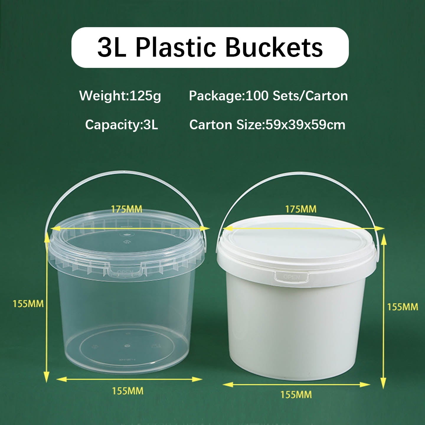 Food Grade Clear PP Round Buckets for Food Storage Plastic Biscuts &nbsp;Pails,Multiple Capacity Snacks Barrel , Vegetable and Fruits Container with Lids