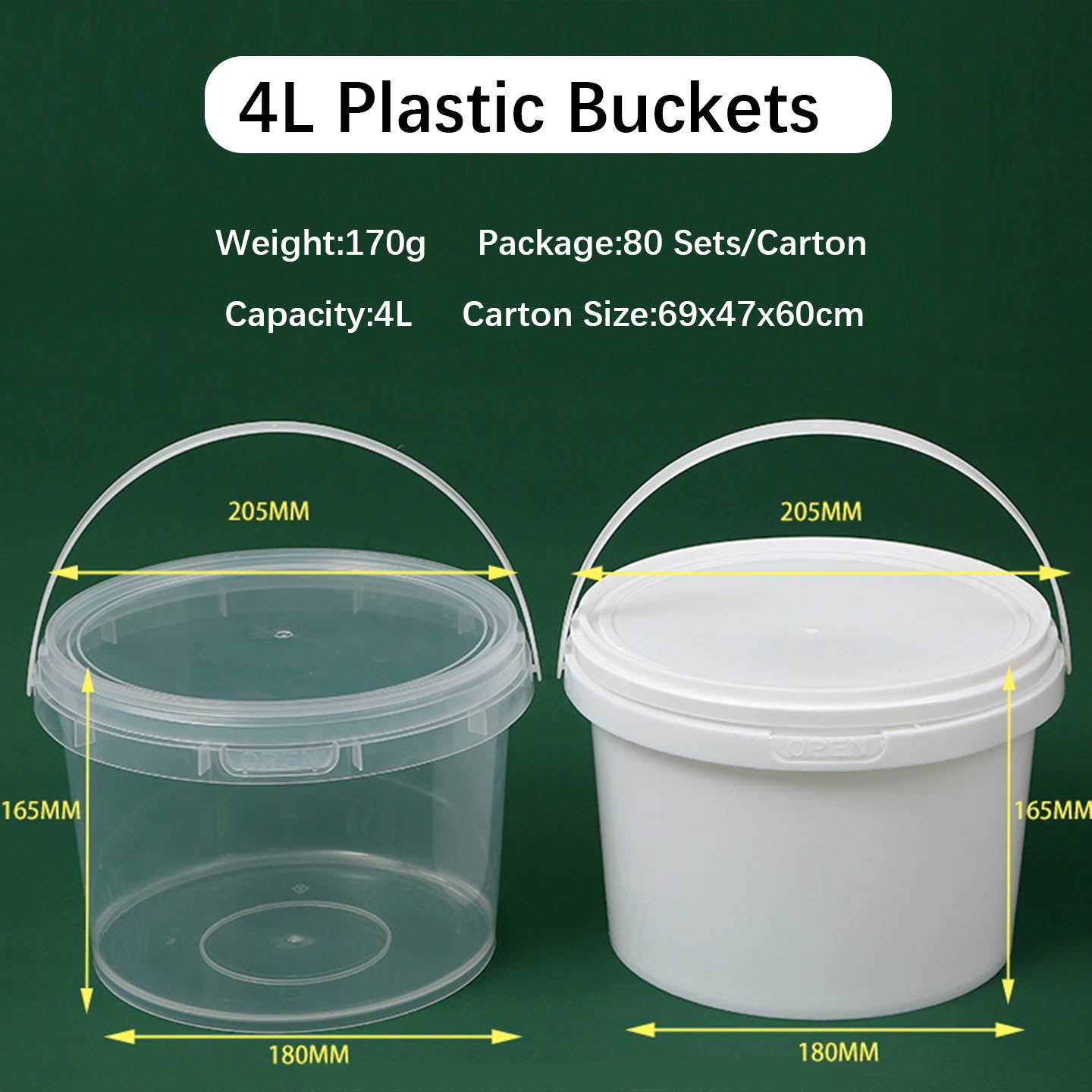 Food Grade Clear PP Round Buckets for Food Storage Plastic Biscuts &nbsp;Pails,Multiple Capacity Snacks Barrel , Vegetable and Fruits Container with Lids