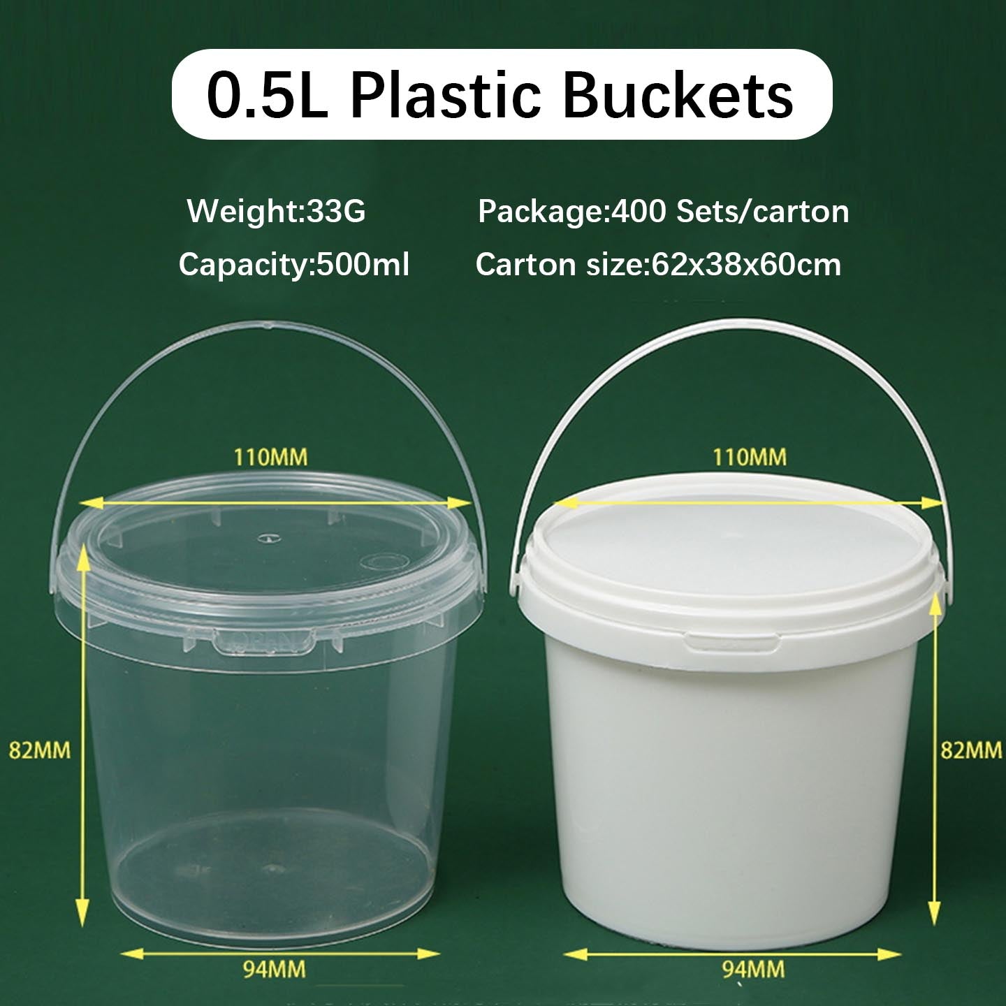 Food Grade Clear PP Round Buckets for Food Storage Plastic Biscuts &nbsp;Pails,Multiple Capacity Snacks Barrel , Vegetable and Fruits Container with Lids