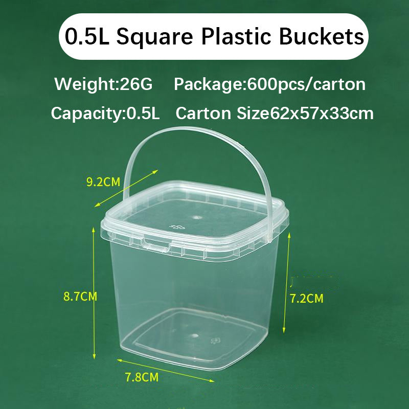 Square Plastic Food Grade Buckets for Snacks and Desserts Packaging,Crayon Stationery Pails,Arts and Toys Barrels