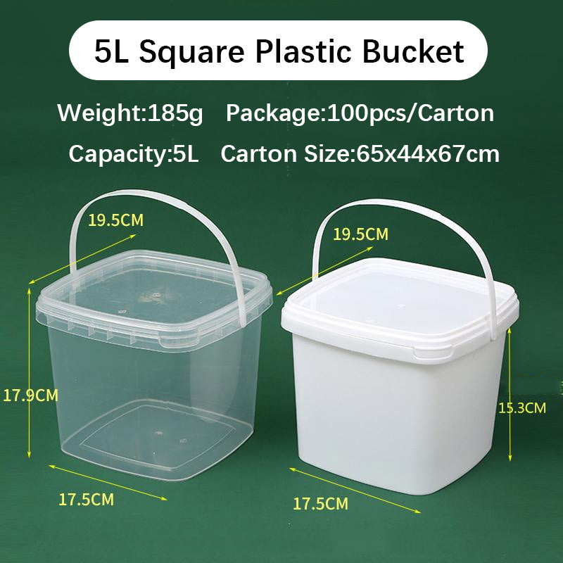 Square Plastic Food Grade Buckets for Snacks and Desserts Packaging,Crayon Stationery Pails,Arts and Toys Barrels