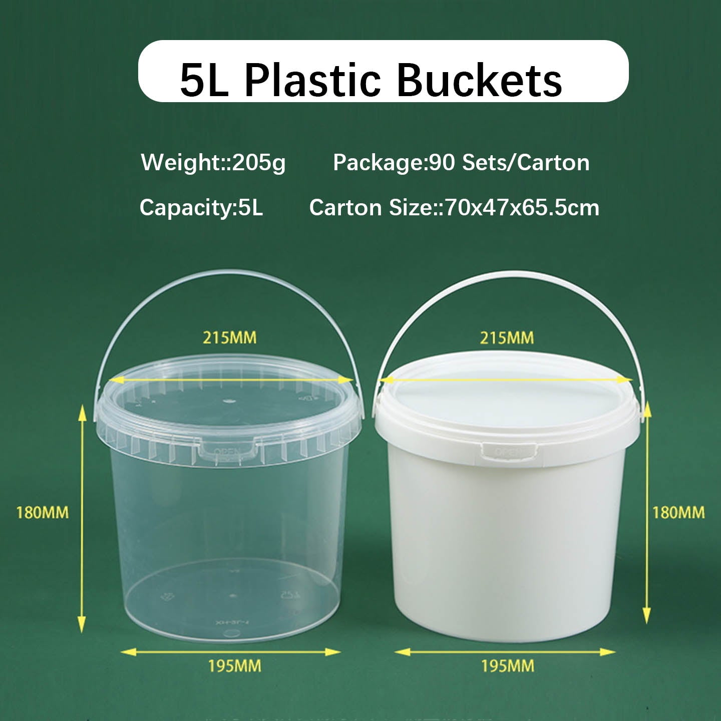 Food Grade Clear PP Round Buckets for Food Storage Plastic Biscuts &nbsp;Pails,Multiple Capacity Snacks Barrel , Vegetable and Fruits Container with Lids