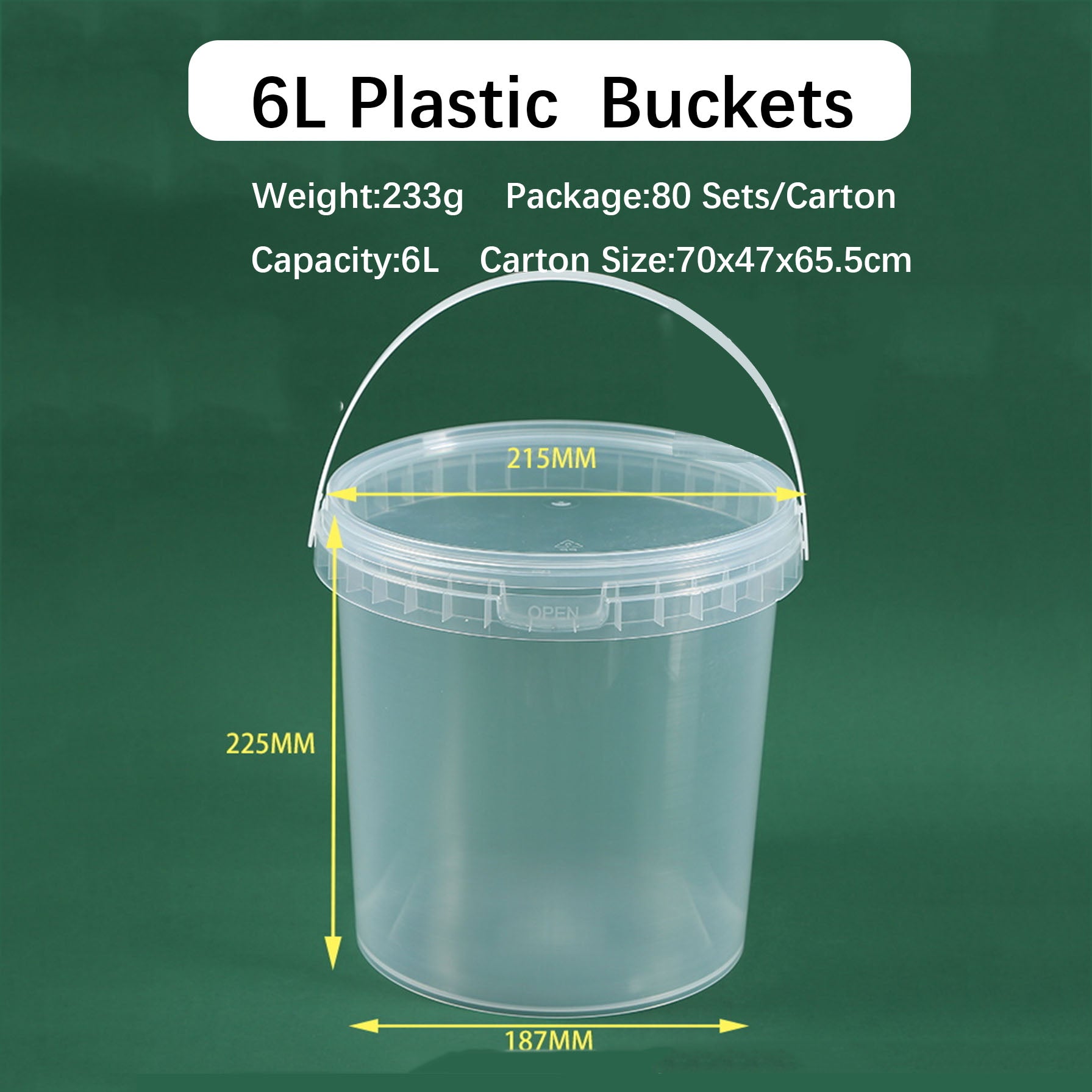 Food Grade Clear PP Round Buckets for Food Storage Plastic Biscuts &nbsp;Pails,Multiple Capacity Snacks Barrel , Vegetable and Fruits Container with Lids