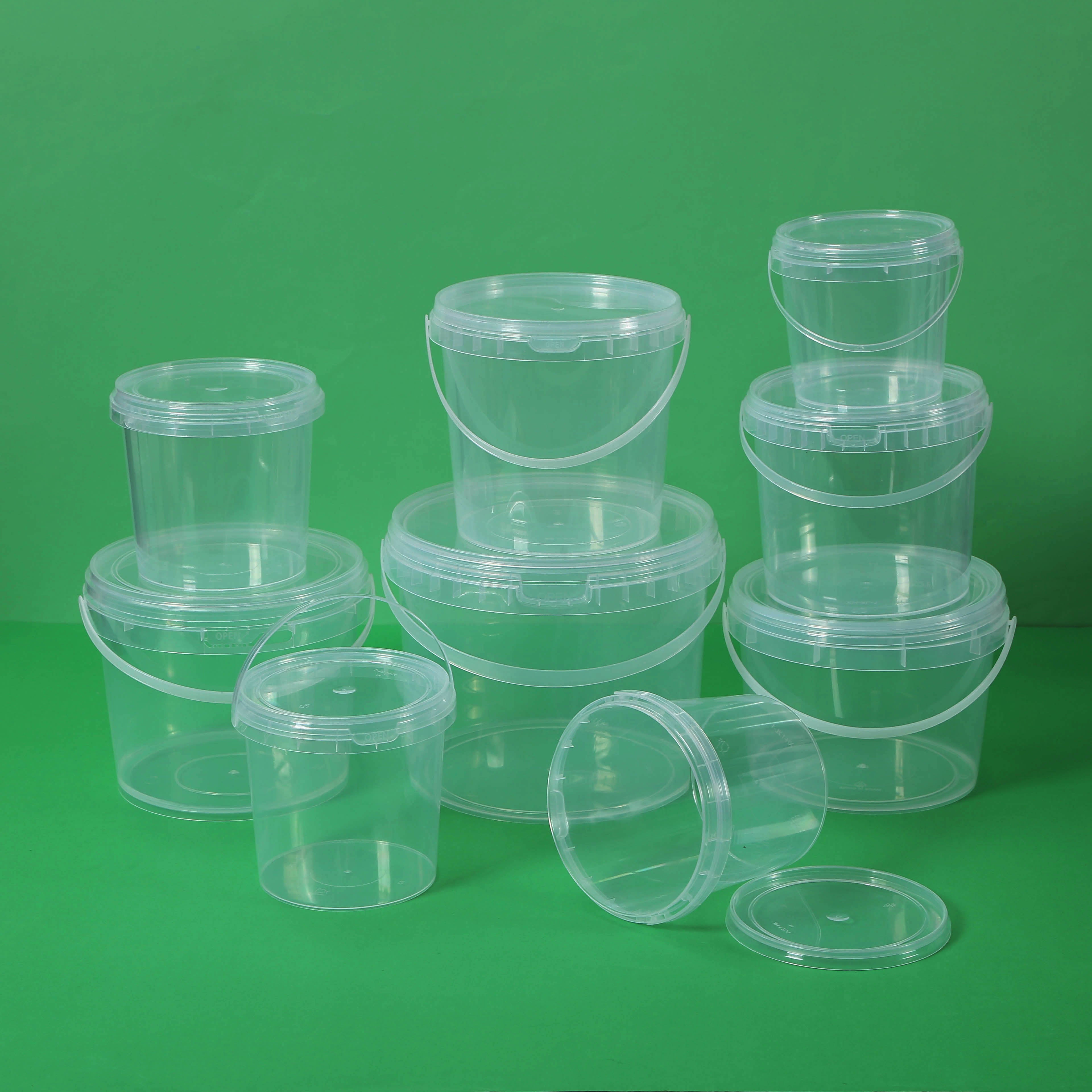 Food Grade Clear PP Round Buckets for Food Storage Plastic Biscuts &nbsp;Pails,Multiple Capacity Snacks Barrel , Vegetable and Fruits Container with Lids