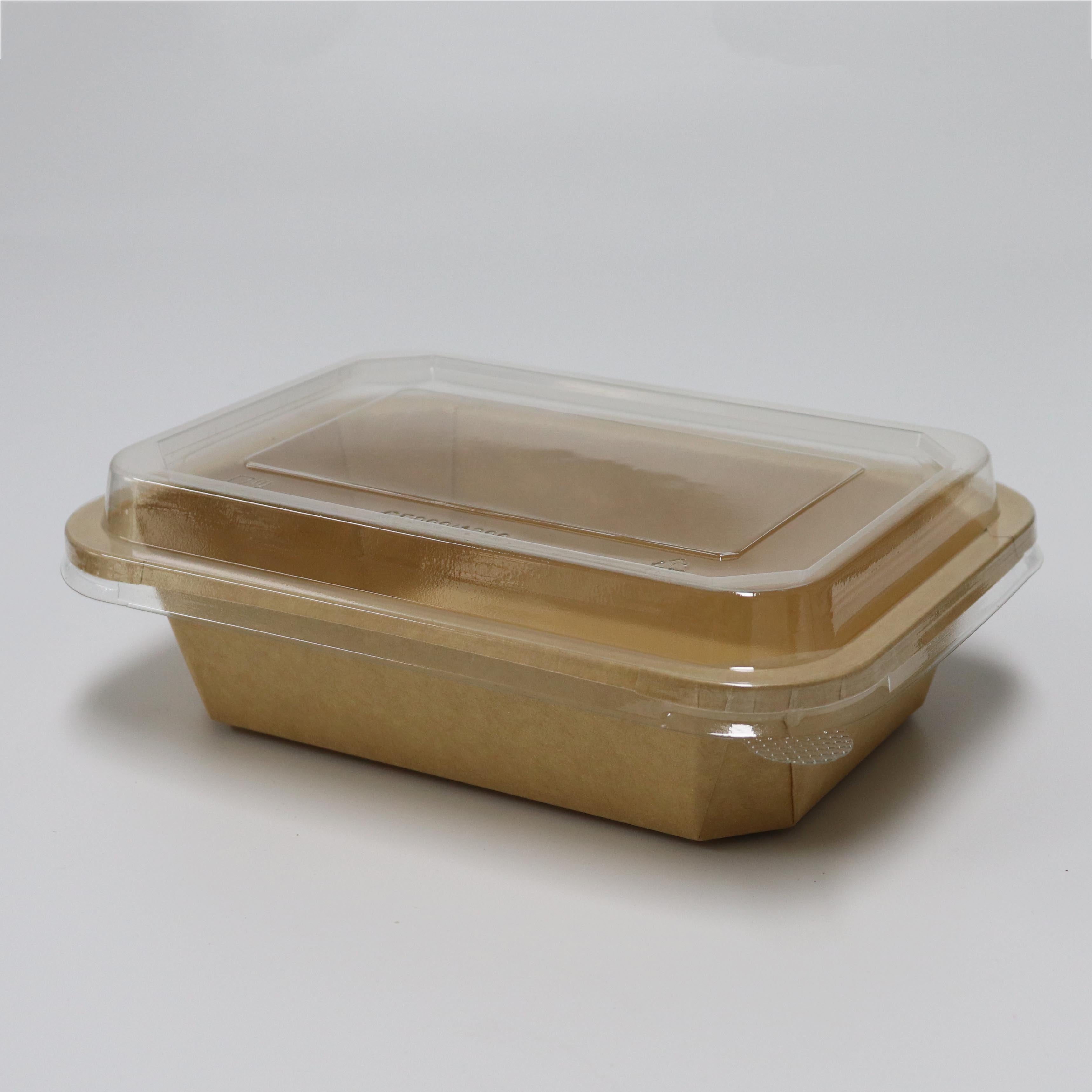 Disposable Rectangle Octagonal Kraft paper salad bowls with lids, Food containers Soup Bowls Party Supplies Treat Bowls 300PACK, Recyclable Lunch Box with Lids for Restaurants, Catering and Parties