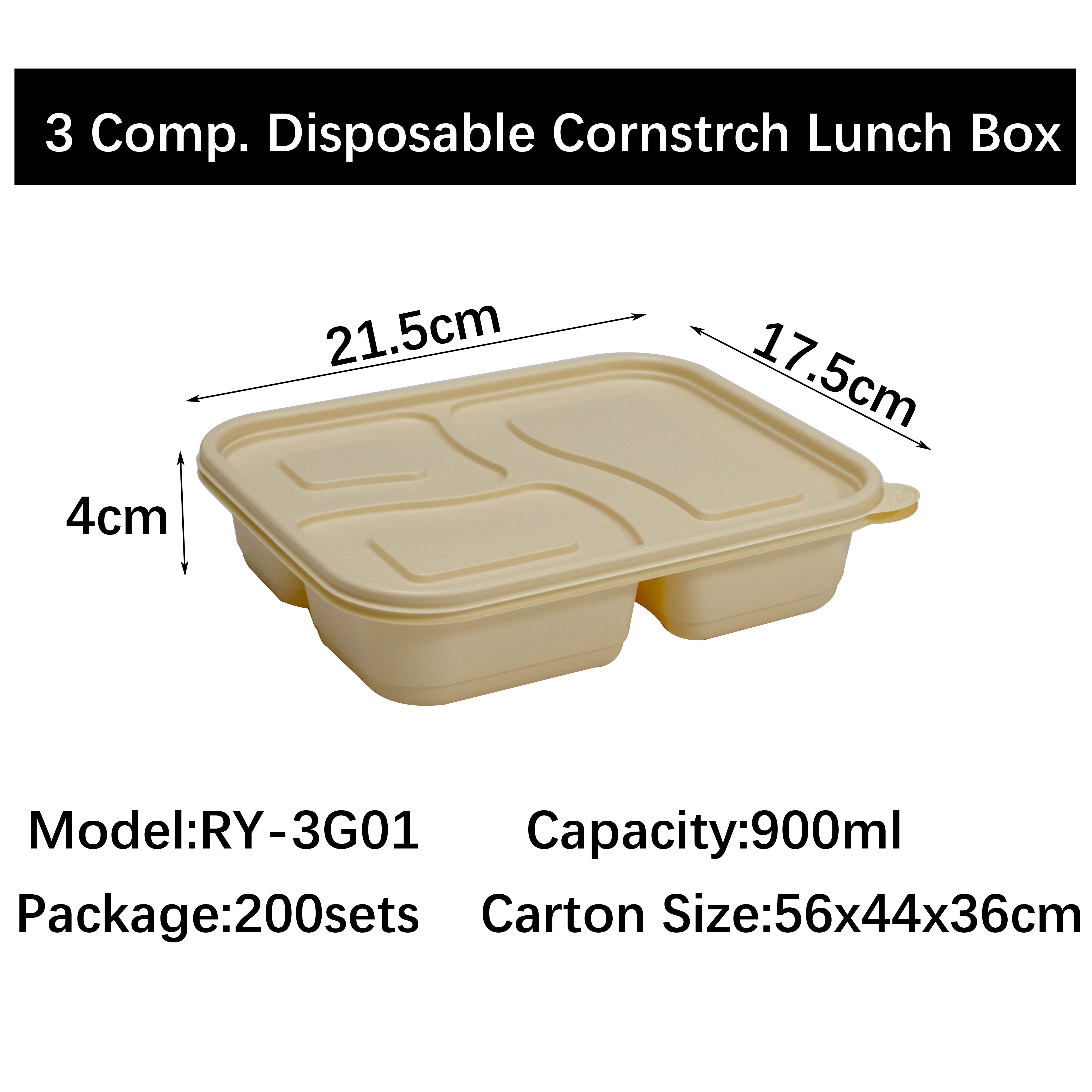 Disposable Cornstarch Compartment Lunch Box