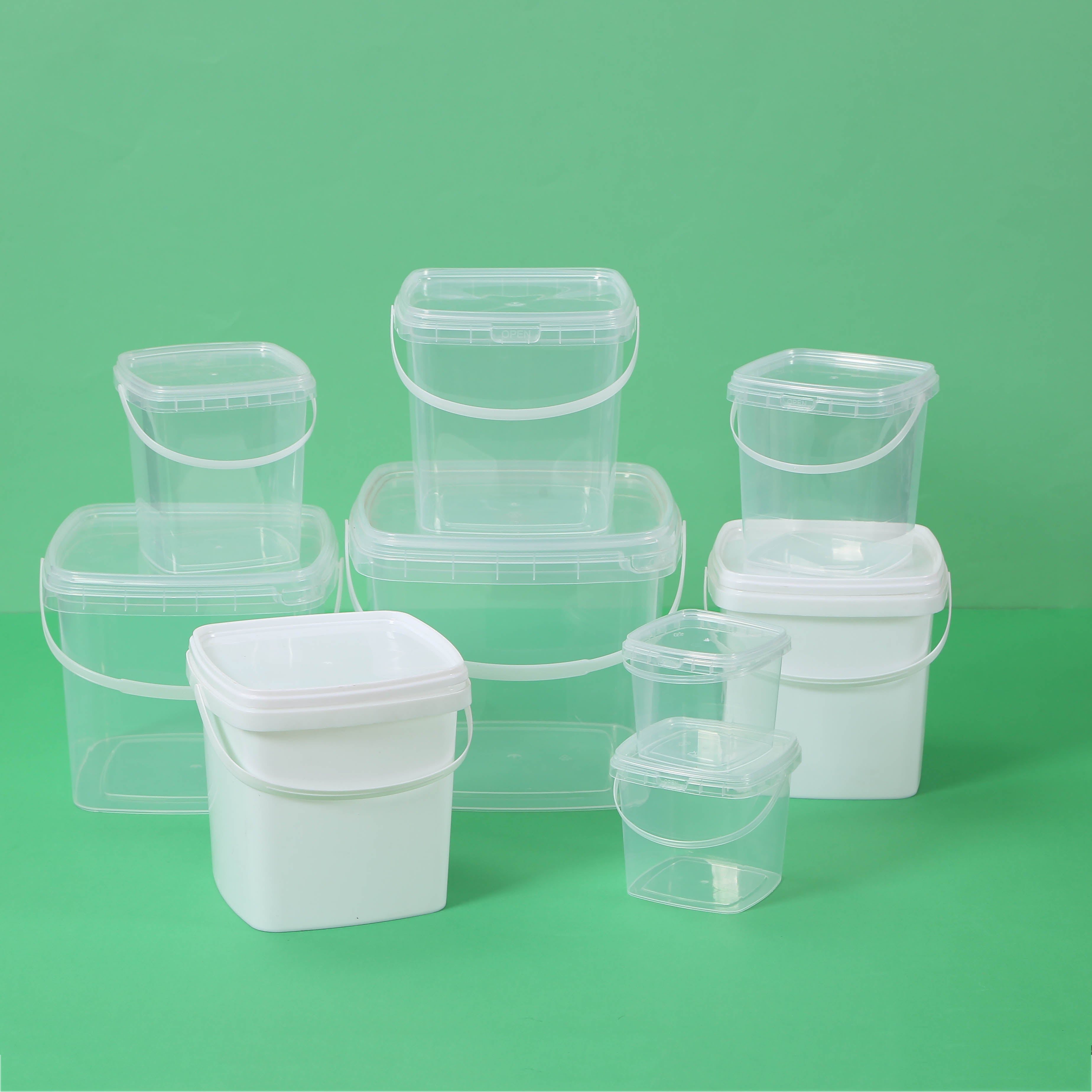 Square Plastic Food Grade Buckets for Snacks and Desserts Packaging,Crayon Stationery Pails,Arts and Toys Barrels