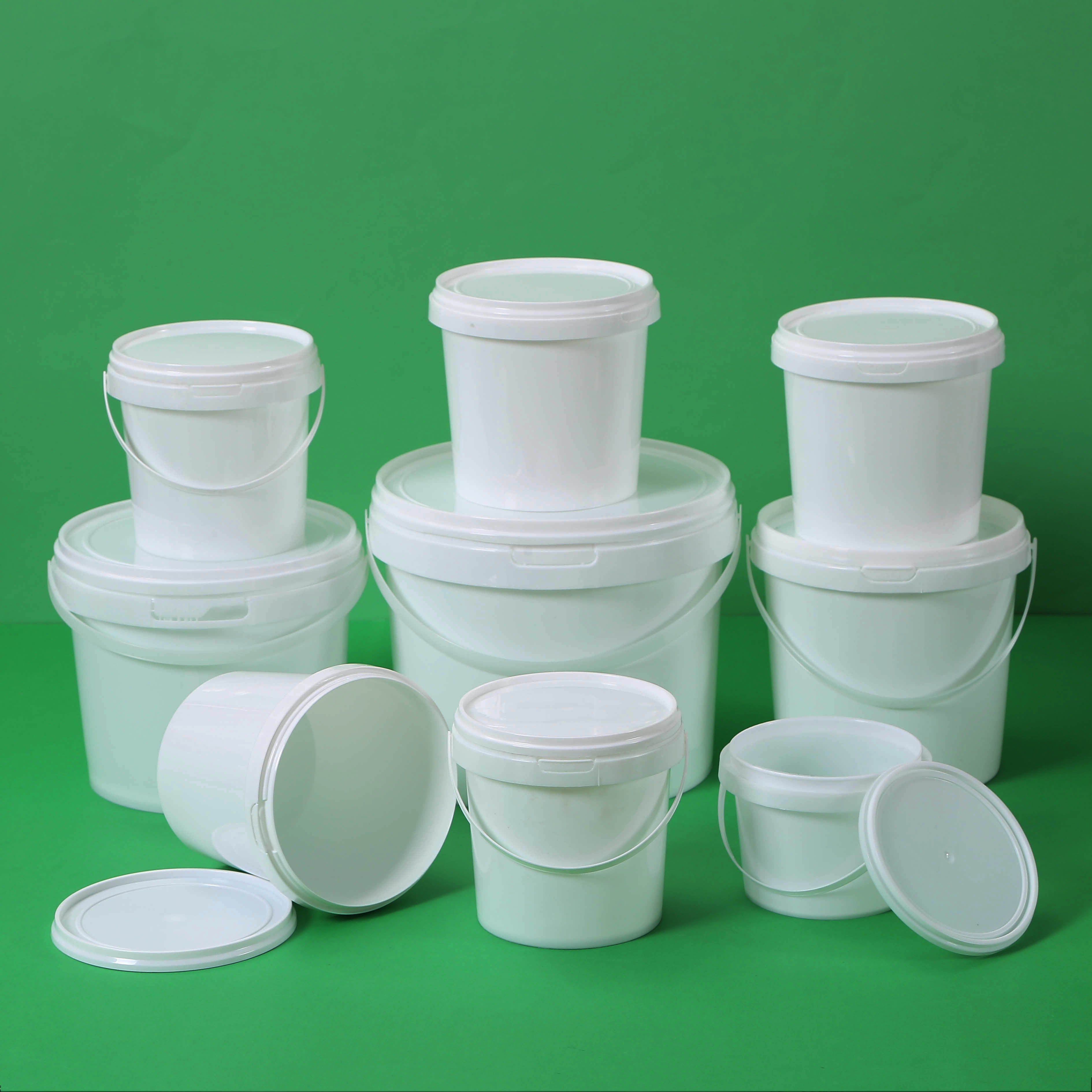 Food Grade White PP Round Buckets for Food Storage Plastic Yogurt Pails,Multipl Capacity Honey Barrel ,Syrup Containers and Househould Storage Bucket