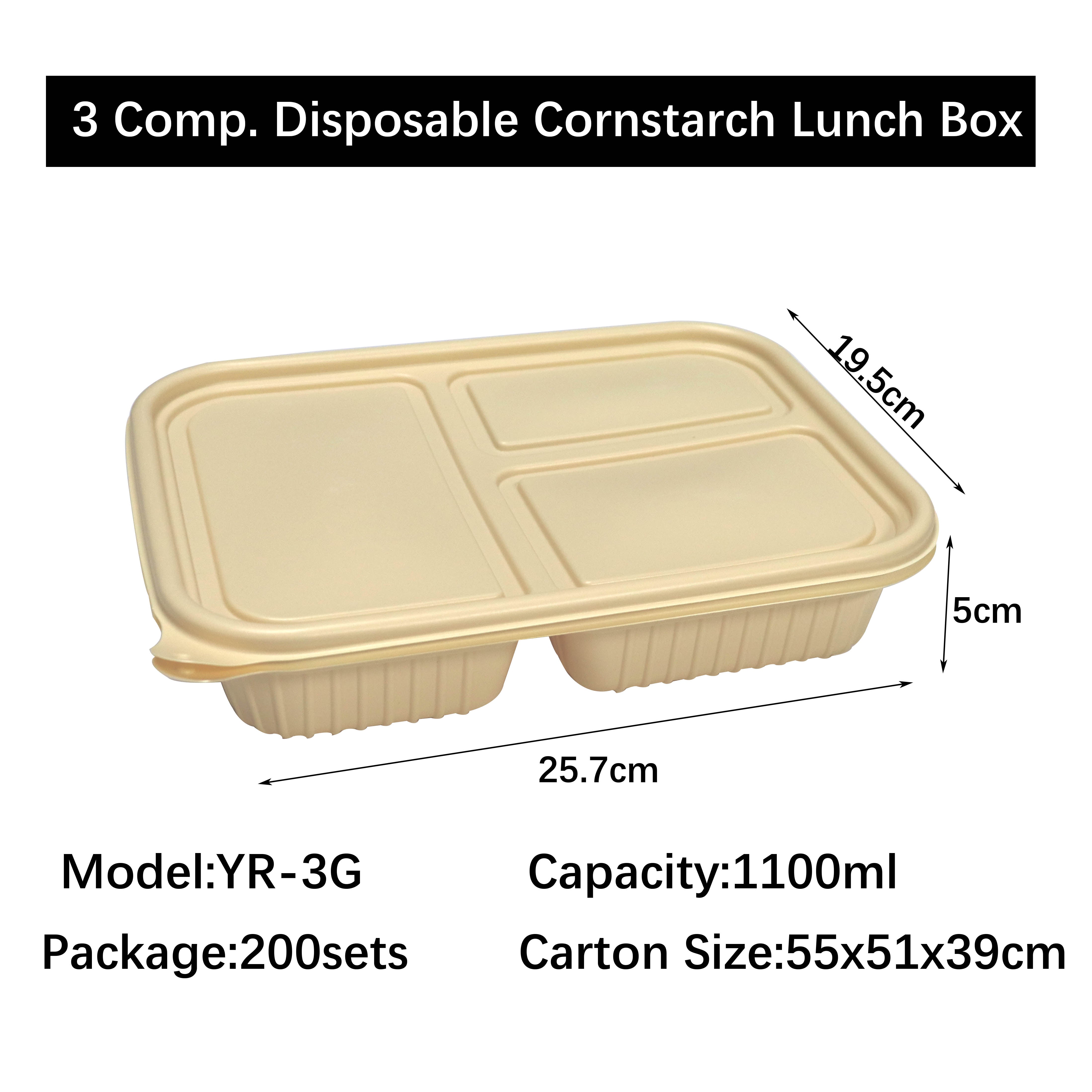 Disposable Cornstarch Compartment Lunch Box