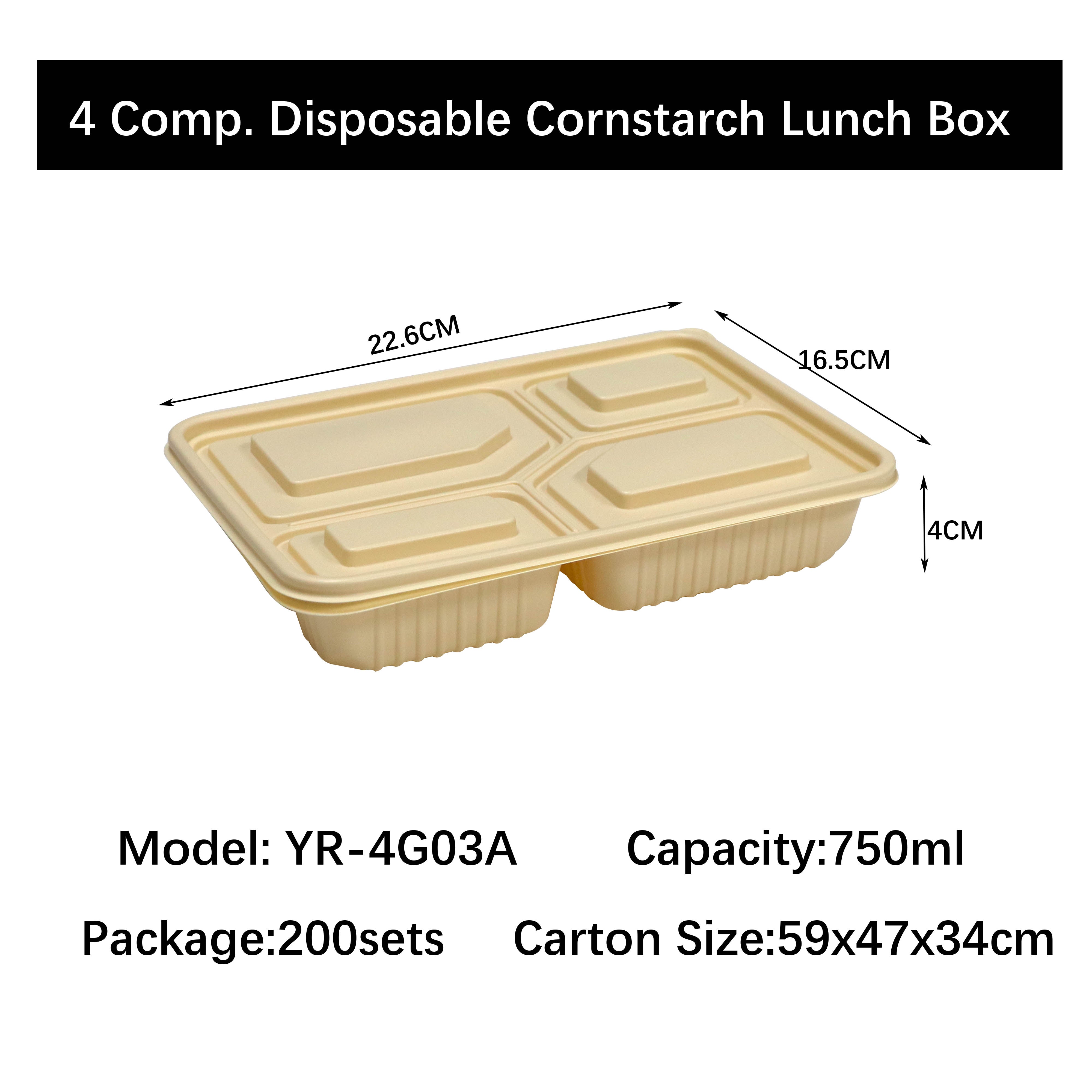 Disposable Cornstarch Compartment Lunch Box